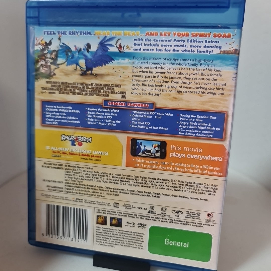 Rio (Blu-ray + DVD, Region B,4, 2011) Free Postage 1