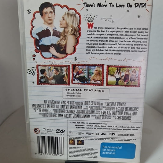 I Love You, Beth Cooper (DVD, Region 4, 2009) Free Postage 1
