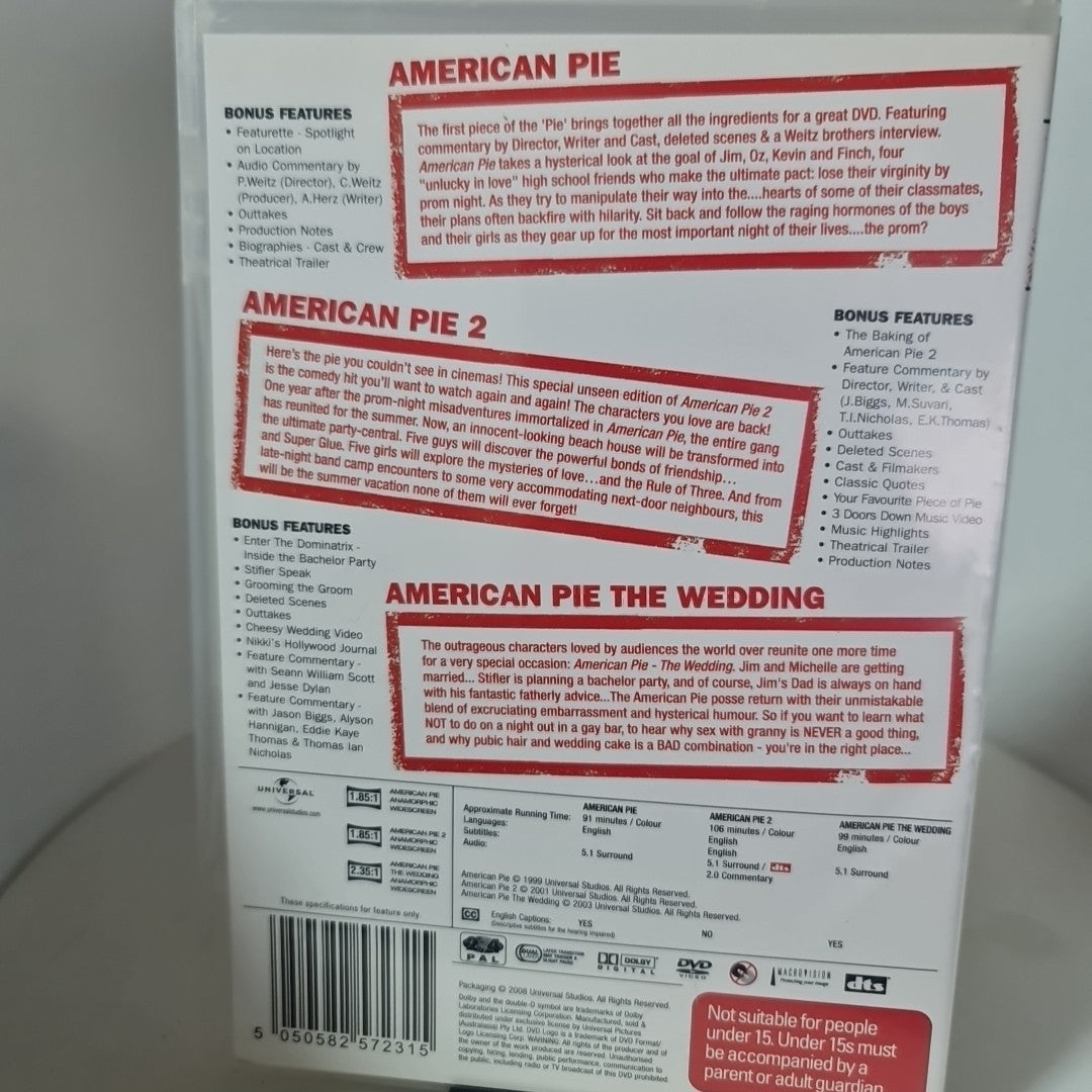 American Pie / American Pie 2 / American Pie The Wedding (DVD, 1999) Free Post1