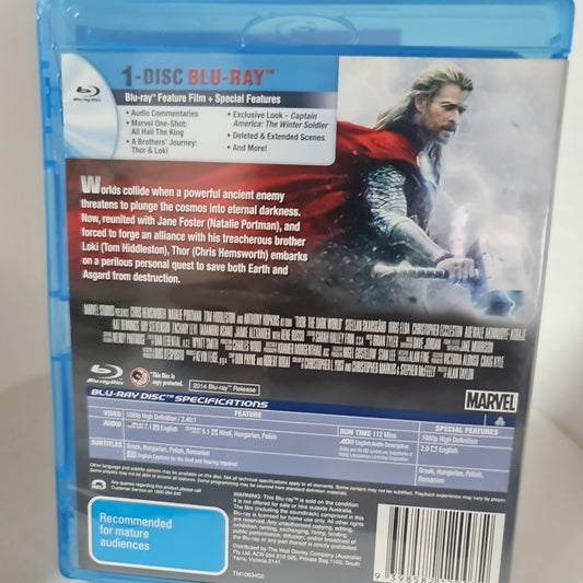 Thor - The Dark World (Blu-ray, Region A,B,C, 2013) Free Postage 1