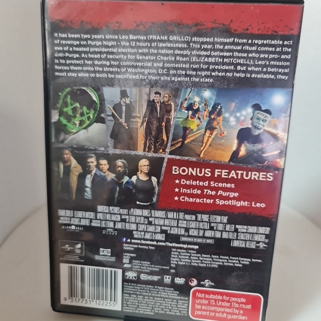 The Purge - Election Year (DVD, Region 2,4,5, 2016) Free Postage 1