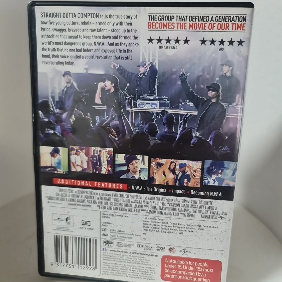 Straight Outta Compton (DVD, Region 2,4,5, 2015) Free Postage 1